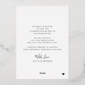 ありがとう結婚の4枚の金ゴールドタイポグラフィモダン 箔招待状 (裏面)