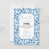 ありがとう結婚のChintz Blue & WhiteフローラDitsy サンキューカード (正面)