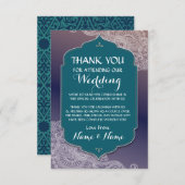 ありがとう結婚アラビアンナイトティール(緑がかった色)カード 招待状 (正面/裏面)