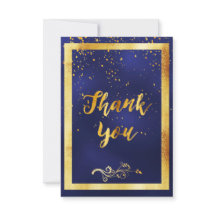 ありがとう結婚ダークブルーの金ゴールド紙吹雪