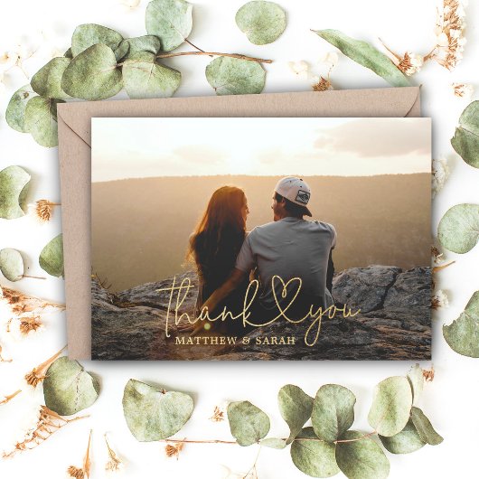 ありがとう結婚ハートの実在フォイルカード 箔招待状