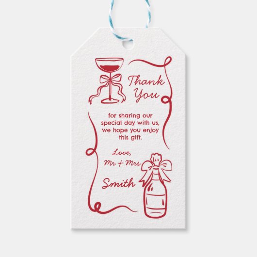 ありがとう結婚ラベルのお洒落手描き ギフトタグ (正面)