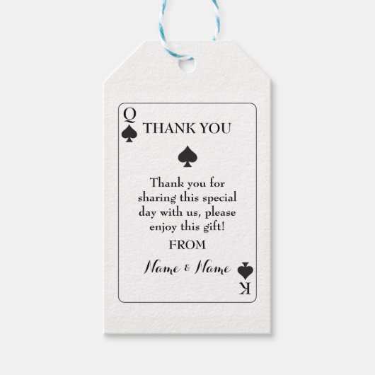 ありがとう結婚ラベルのトランプスペードK Q Ace ギフトタグ (正面)