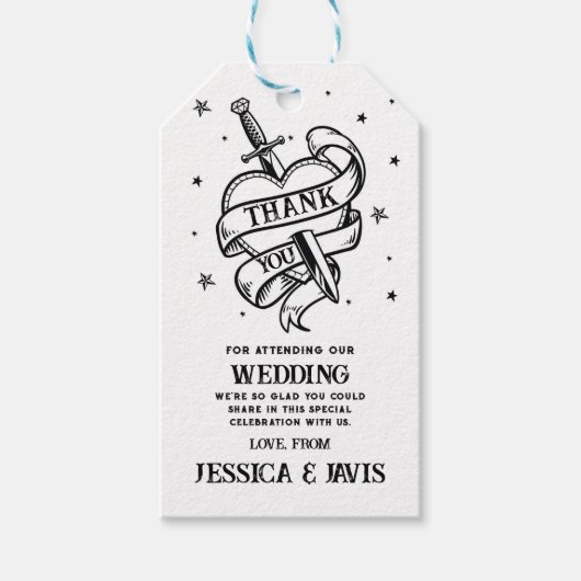 ありがとう結婚ラベルの伝統的Tattooハート ギフトタグ (正面)