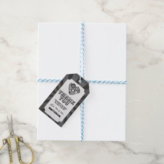 ありがとう結婚ラベルズSteampunkの結婚ハート ギフトタグ (より糸付き)