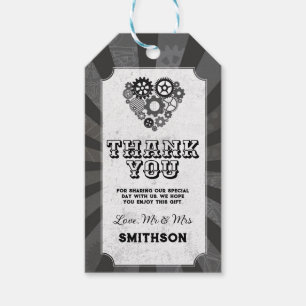 ありがとう結婚ラベルズSteampunkの結婚ハート ギフトタグ