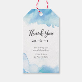 ありがとう結婚式の引き出物ラベルブルーの水色 ギフトタグ