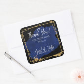 ありがとう結婚式の引き出物ラベル、青いシール スクエアシール (封筒)