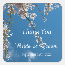 ありがとう結婚式用シールさくらんぼ咲き スクエアシール