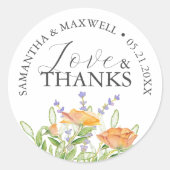 ありがとう結婚式用シール水彩ワイルドフラワー ラウンドシール (正面)