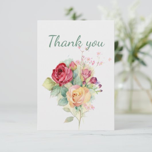 ありがとう美しいローズブーケガーデンフラワー サンキューカード (スタンド正面)