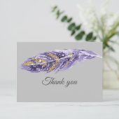 ありがとう美しい紫の金ゴールド羽 サンキューカード (スタンド正面)