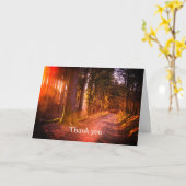 ありがとう美しい荒野の森林のトレイル日没 カード (黄色い花)