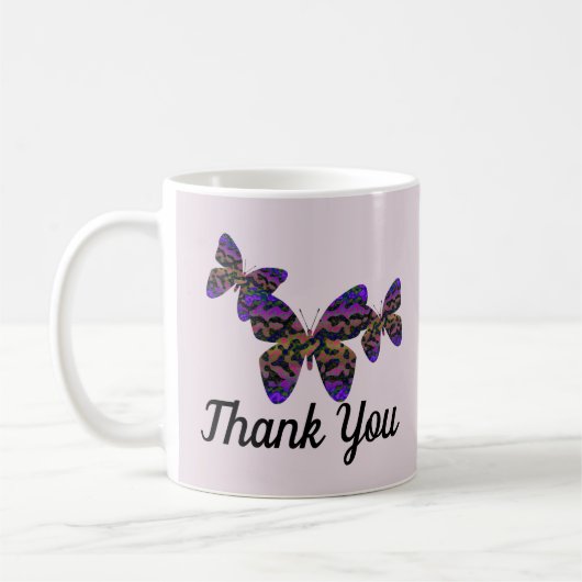 ありがとう美しい蝶の鮮やかな感謝 コーヒーマグカップ (左)