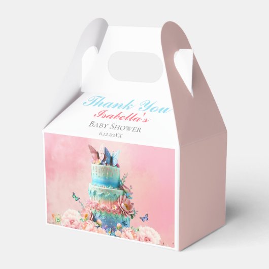 ありがとう美しい蝶ツインズベビーシャワー フェイバーボックス (正面サイド)