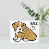 ありがとう英語ブルドッグ子犬の漫画 ポストカード (スタンド正面)