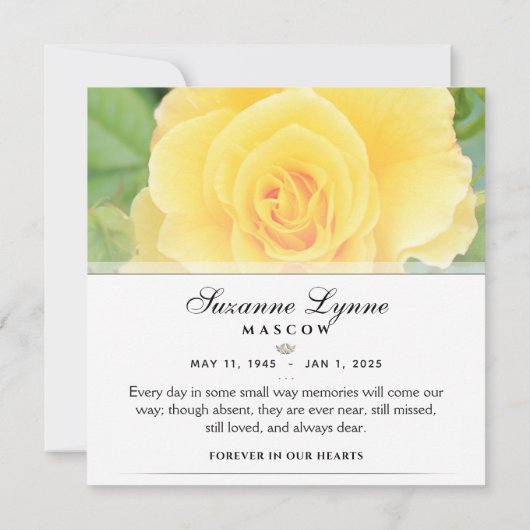 ありがとう葬儀イエローローズスクエア – 言葉 サンキューカード (裏面)