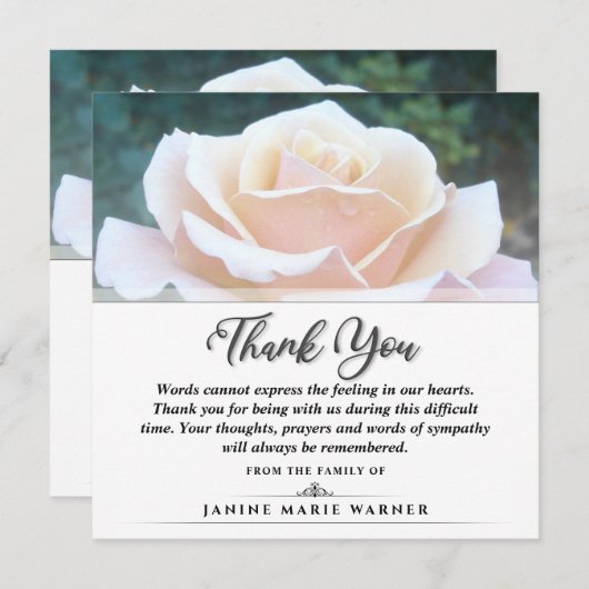 ありがとう葬儀ホワイトローズスクエア – 言葉 サンキューカード (正面/裏面)