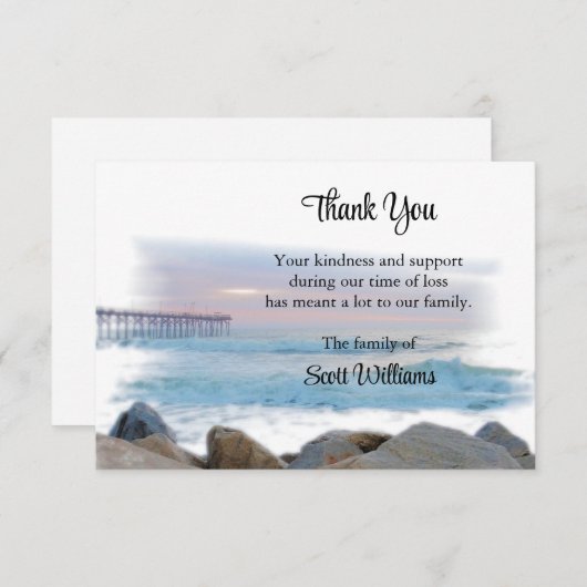 ありがとう葬式カード、桟橋、死別 ノートカード (正面/裏面)
