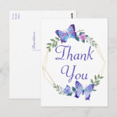 ありがとう蝶々 ブルーバタフライ ウェディングパーティー ポストカード (正面/裏面)