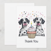 ありがとう誕生日グレートダーンドッグカップケーキ サンキューカード (正面/裏面)