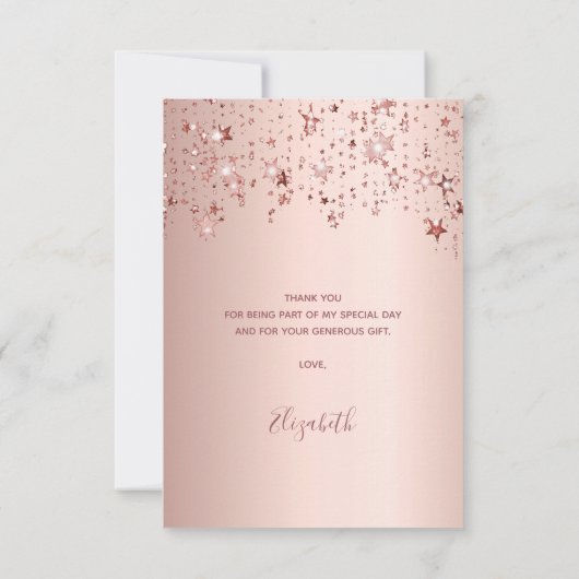 ありがとう誕生日バラ金ゴールドきらめく星 サンキューカード (裏面)