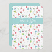 ありがとう誕生日パターンバルーンプレゼント サンキューカード (正面/裏面)