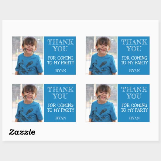 ありがとう誕生日ボーイフォト 長方形シール (シート)