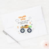 ありがとう誕生日モダンモンスタートラック名 ラウンドシール (封筒)