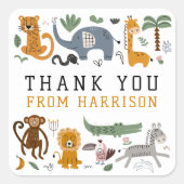 ありがとう誕生日2野生のサファリ動物の子供 スクエアシール (正面)