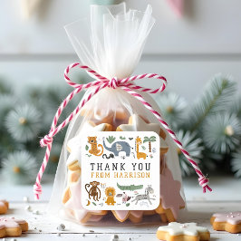 ありがとう誕生日2野生のサファリ動物の子供 スクエアシール