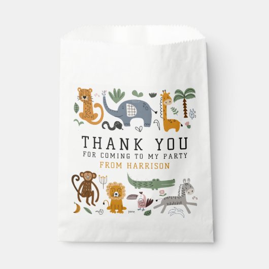 ありがとう誕生日2野生のサファリ動物の子供 フェイバーバッグ (正面)