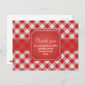 ありがとう赤いギンガムチェックのパターン幾何学的 ポストカード (正面/裏面)