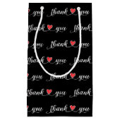 ありがとう赤いハートオンブラック スモールペーパーバッグ (正面)