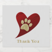 ありがとう赤いハート金ゴールドポープリント感謝 ビールラベル (シングルラベル)