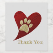 ありがとう赤いハート金ゴールドポープリント感謝 ワインラベル (シングルラベル)