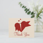 ありがとう赤いブルゴーニュのラブバードピンク結婚ズ ポストカード (スタンド正面)