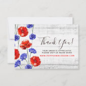 ありがとう赤いポピー&コーンフラワー素朴ウッドカード 招待状 (正面)