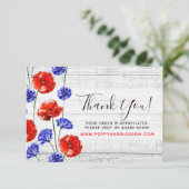 ありがとう赤いポピー&コーンフラワー素朴ウッドカード 招待状 (スタンド正面)