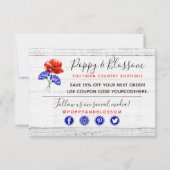 ありがとう赤いポピー&コーンフラワー素朴ウッドカード 招待状 (裏面)