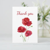 ありがとう赤い水の色ポピー庭の花 サンキューカード (スタンド正面)