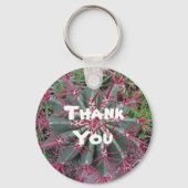 ありがとう赤い緑のバレルのサボテンのクローズアップ写真 キーホルダー (正面)