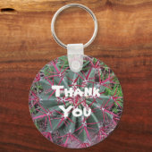 ありがとう赤い緑のバレルのサボテンのクローズアップ写真 キーホルダー (正面)