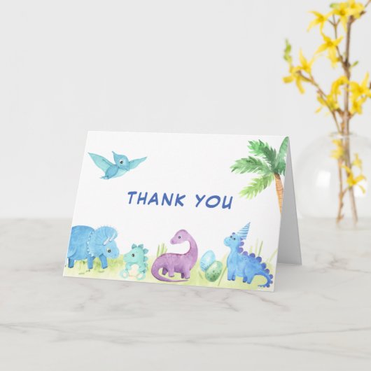 ありがとう赤ちゃんシャワーかわいい恐竜カード カード (黄色い花)
