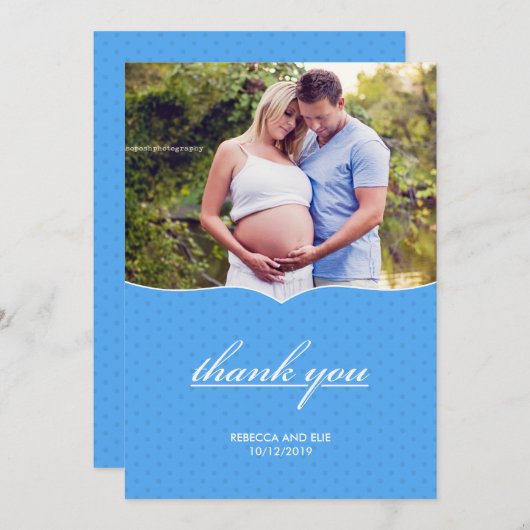 ありがとう赤ちゃんシャワー写真フラットカード サンキューカード (正面/裏面)