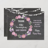ありがとう赤ちゃんシャワー女の子カードパンプキンピンク 招待状 (正面/裏面)