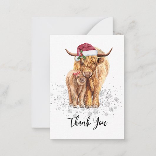 ありがとう赤ちゃんシャワー高地カウクリスマス ノートカード (正面)