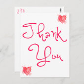 ありがとう赤とピンクのハート水色 ポストカード (正面/裏面)