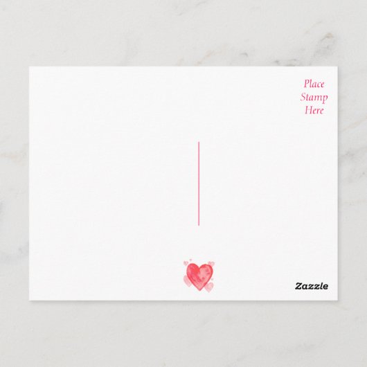 ありがとう赤とピンクのハート水色 ポストカード (裏面)