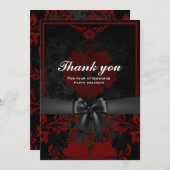 ありがとう赤フローラ休日の発表カード 招待状 (正面/裏面)